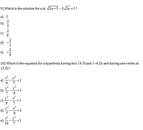 clep precalculus answer key